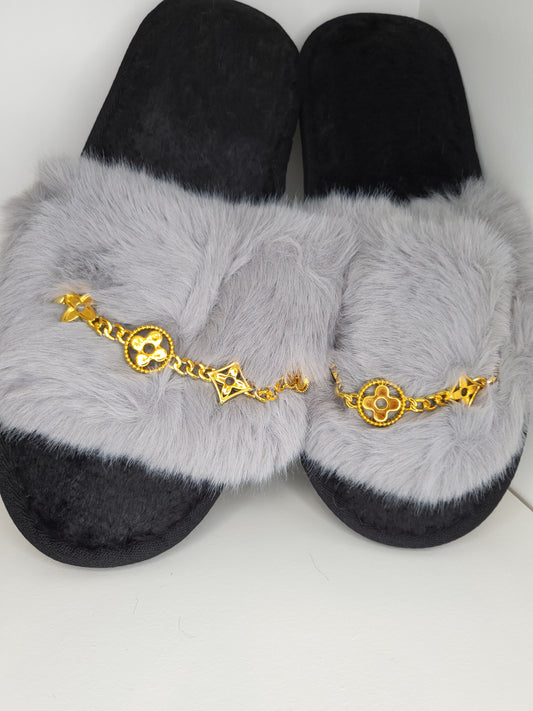 Pantoufles Rosa Grises