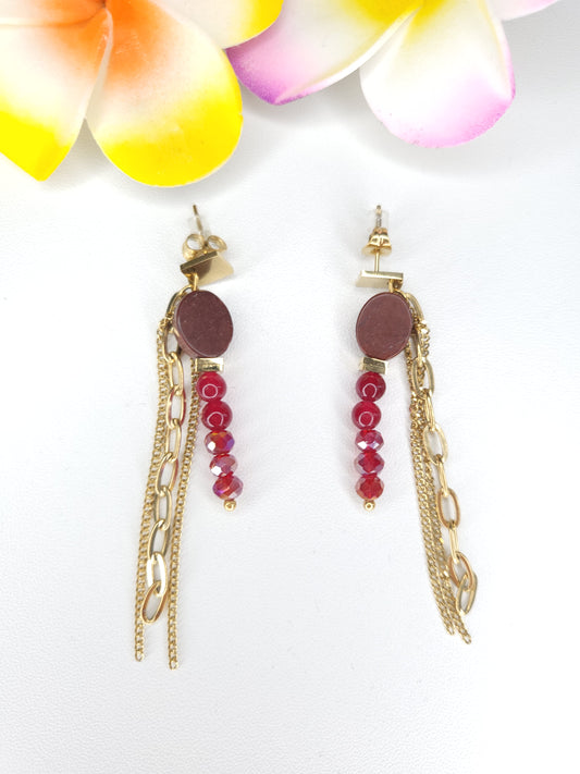 Boucles d'oreilles Shanon Grenat