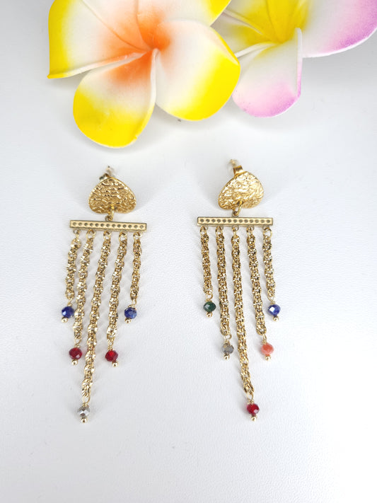 Boucles d'oreilles Bali multicolores