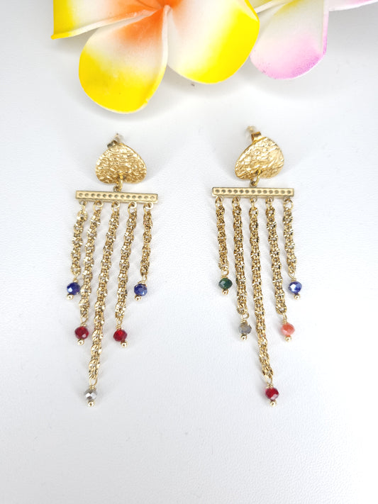 Boucles d'oreilles Bali multicolores