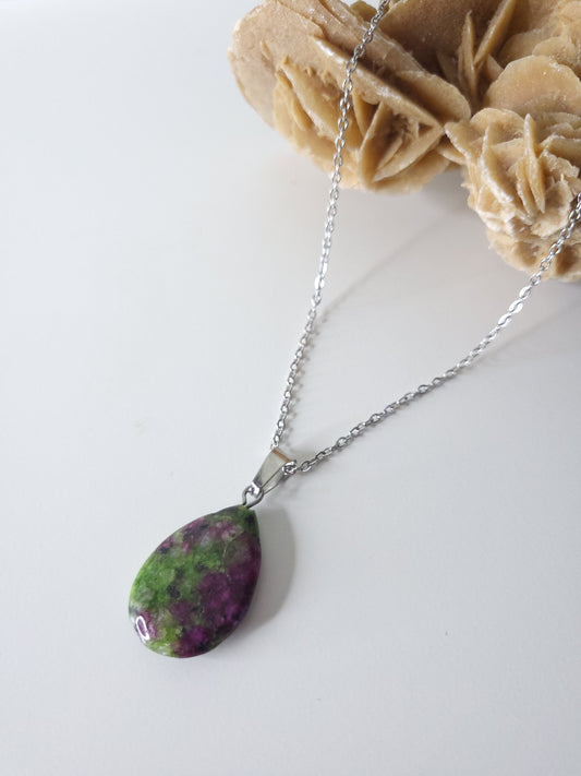 Collier en vrai pierre Zoisite