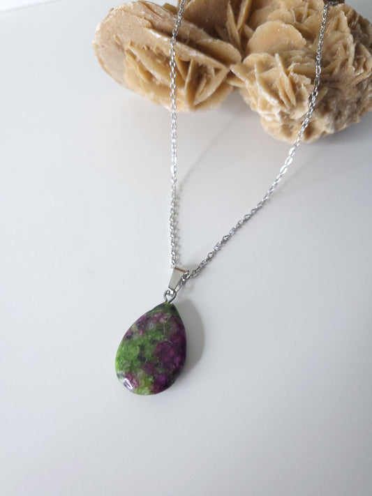 Collier en vrai pierre Zoisite