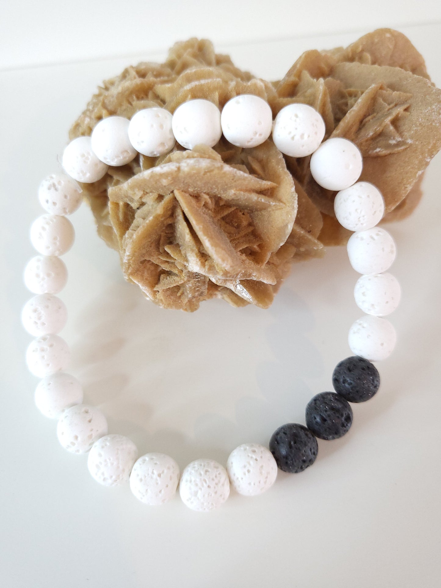 Bracelet en Pierre de Lave Blanche