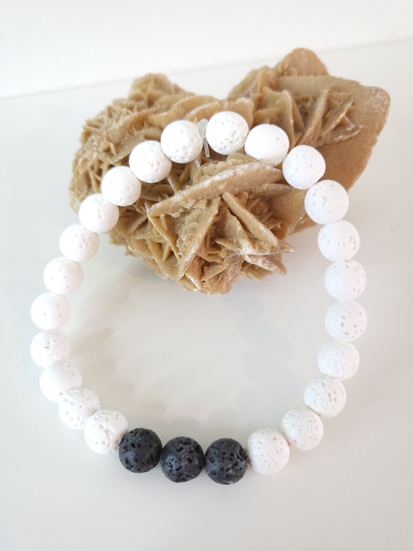 Bracelet en Pierre de Lave Blanche