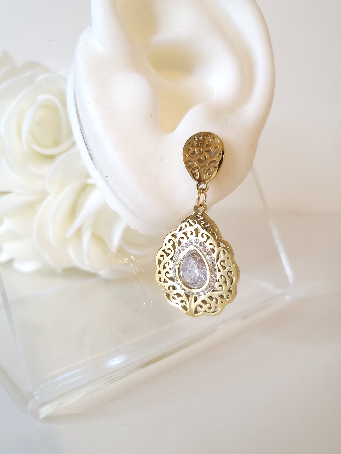 Boucles d'oreilles Blanches